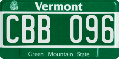 VT license plate CBB096