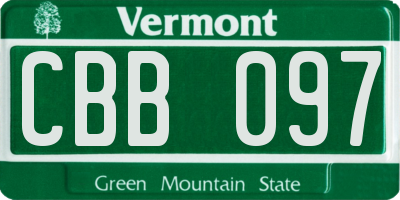 VT license plate CBB097