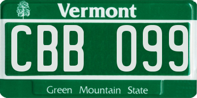 VT license plate CBB099