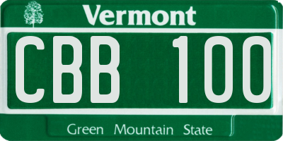 VT license plate CBB100