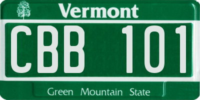 VT license plate CBB101