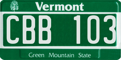 VT license plate CBB103