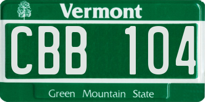VT license plate CBB104
