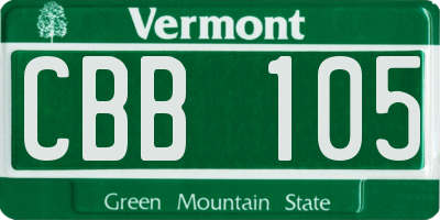 VT license plate CBB105