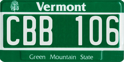 VT license plate CBB106
