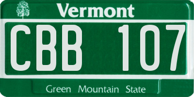 VT license plate CBB107