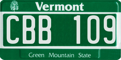 VT license plate CBB109