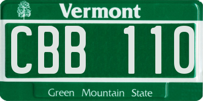 VT license plate CBB110