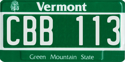 VT license plate CBB113