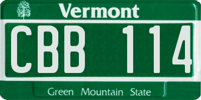 VT license plate CBB114