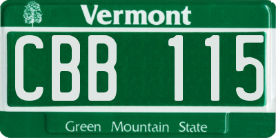 VT license plate CBB115