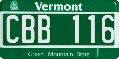 VT license plate CBB116