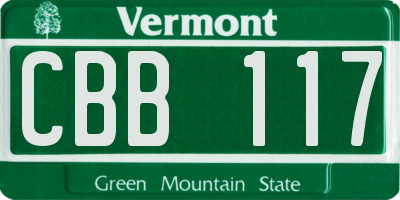 VT license plate CBB117