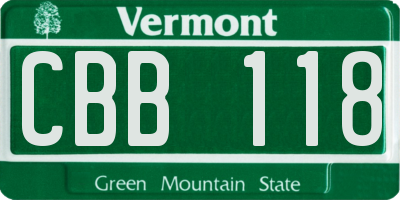 VT license plate CBB118