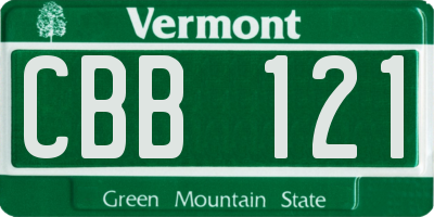 VT license plate CBB121