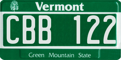 VT license plate CBB122