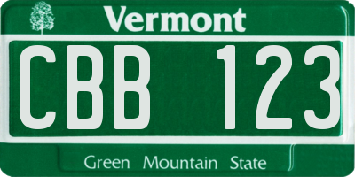 VT license plate CBB123