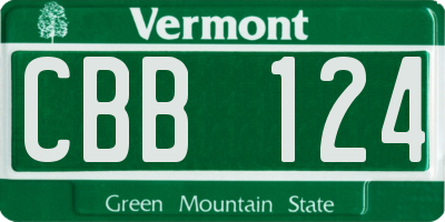 VT license plate CBB124