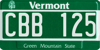 VT license plate CBB125