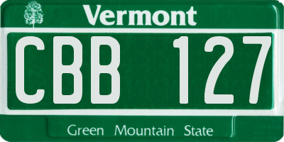 VT license plate CBB127