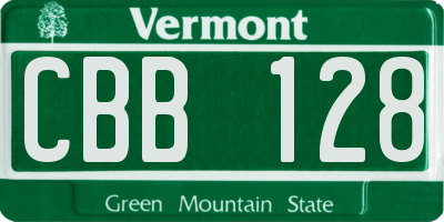 VT license plate CBB128