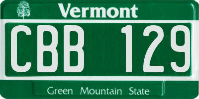 VT license plate CBB129