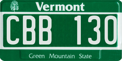 VT license plate CBB130