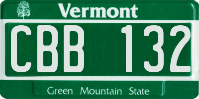VT license plate CBB132