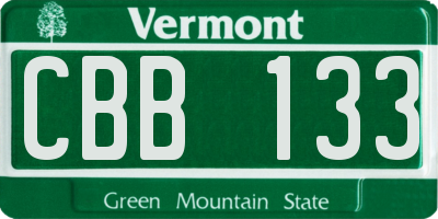 VT license plate CBB133