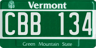 VT license plate CBB134