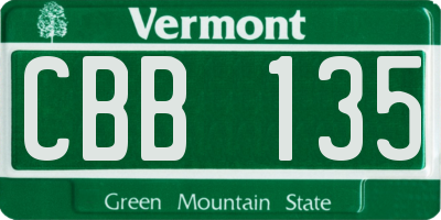VT license plate CBB135