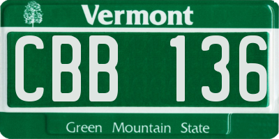 VT license plate CBB136