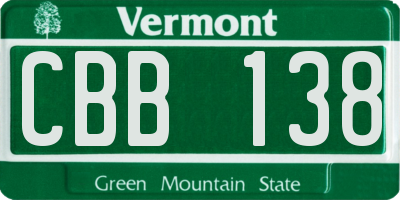 VT license plate CBB138