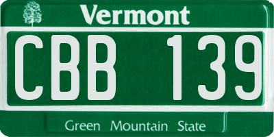 VT license plate CBB139