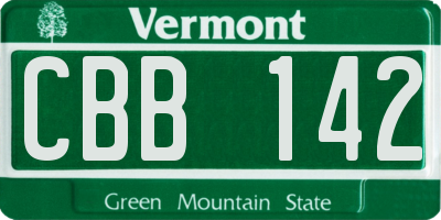 VT license plate CBB142