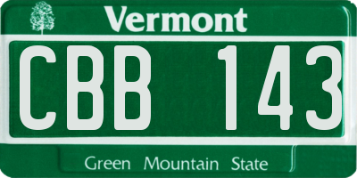 VT license plate CBB143