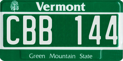 VT license plate CBB144