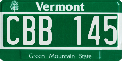 VT license plate CBB145