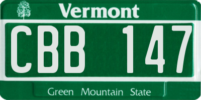 VT license plate CBB147
