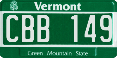 VT license plate CBB149