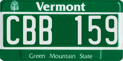 VT license plate CBB159