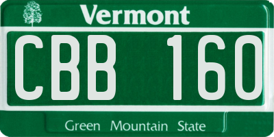 VT license plate CBB160