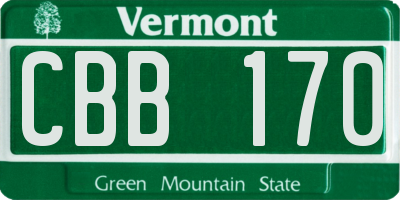 VT license plate CBB170