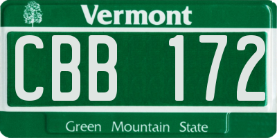 VT license plate CBB172