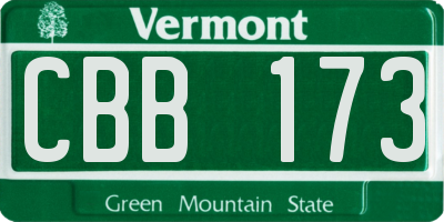 VT license plate CBB173