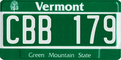 VT license plate CBB179