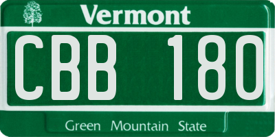 VT license plate CBB180
