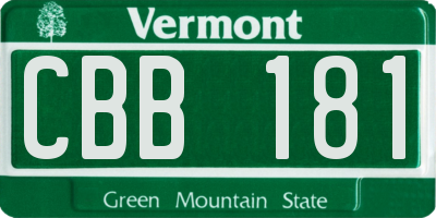 VT license plate CBB181