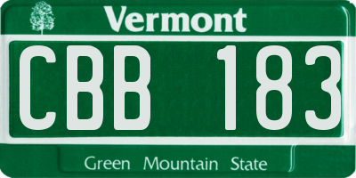 VT license plate CBB183
