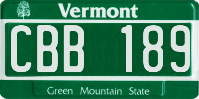 VT license plate CBB189